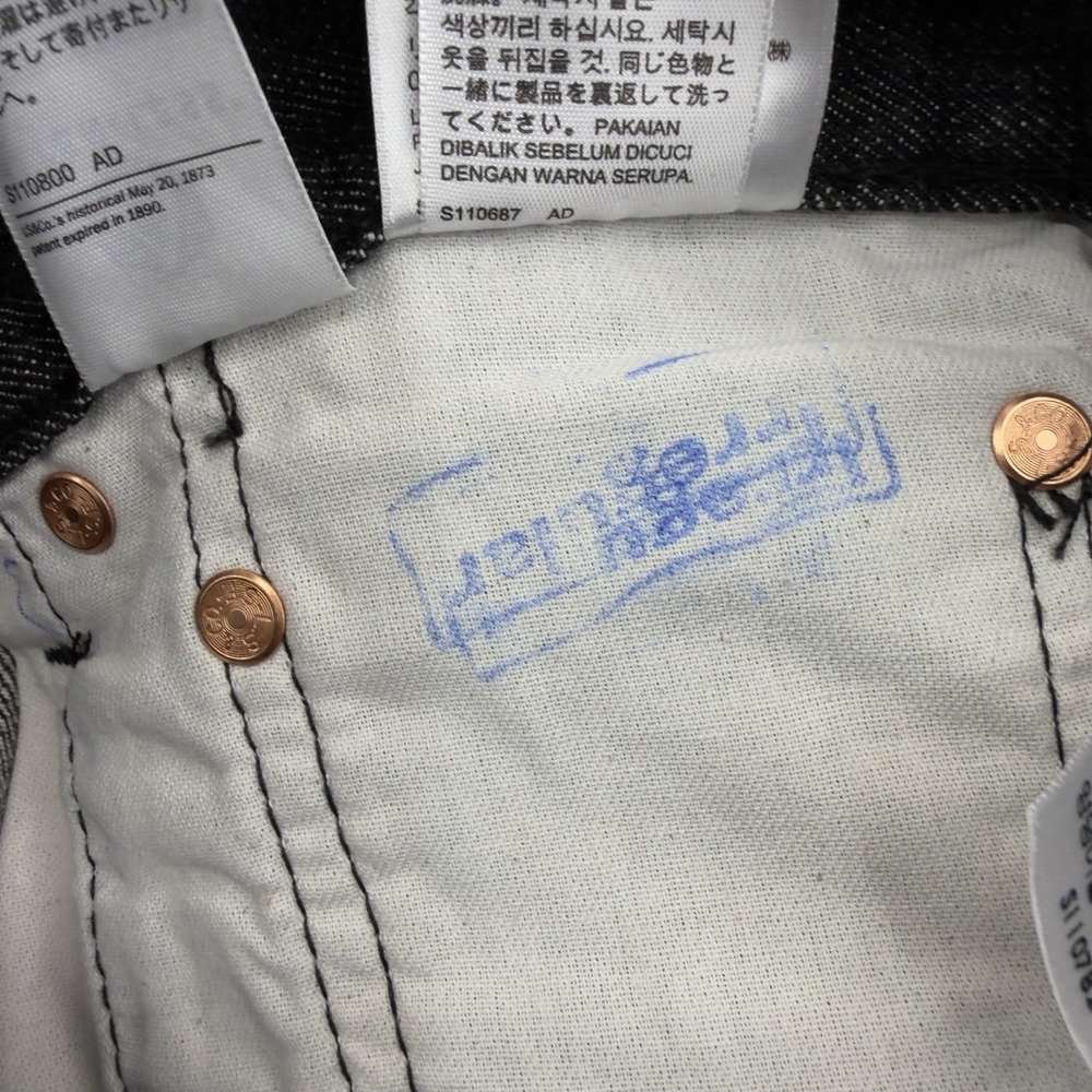 Levis 501 '93 Straight Jeans Mens 29x34 Dark Gray Stretch Button Fly Skater - Picture 4 of 12
